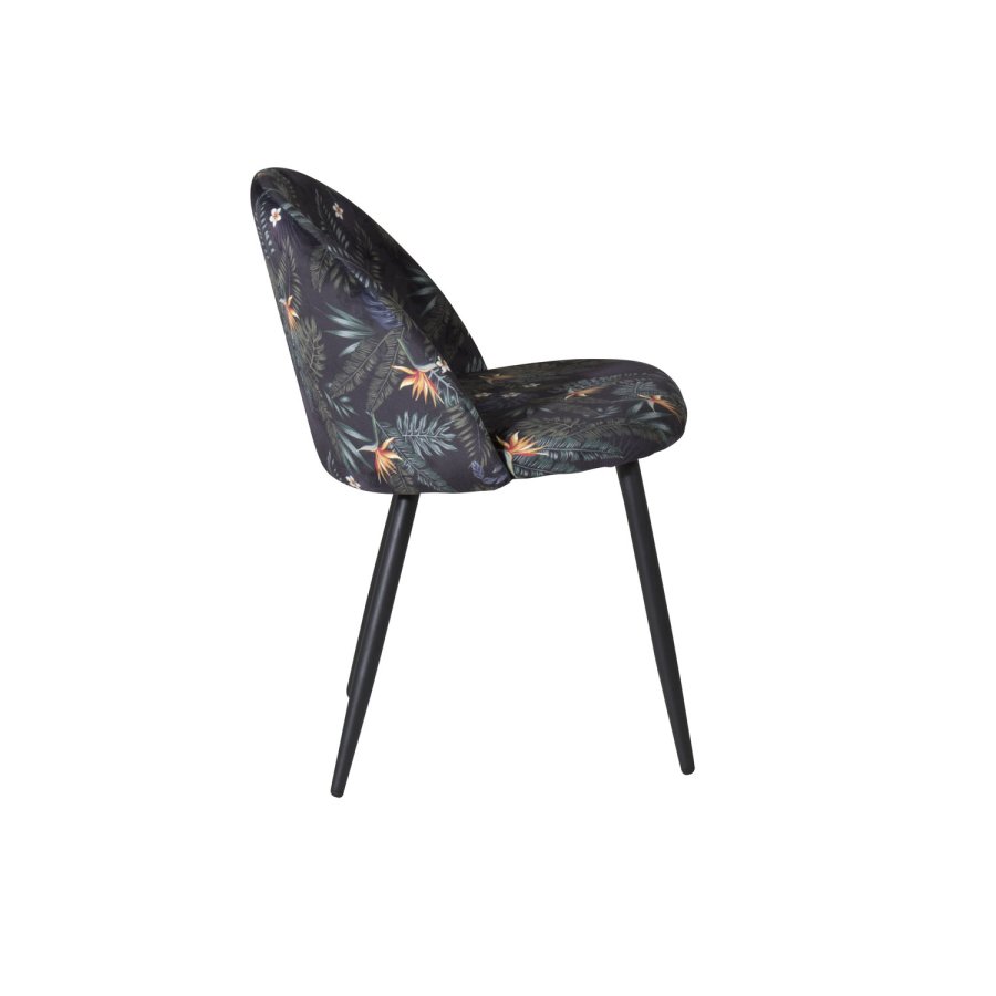 VENTURE DESIGN Velvet spisebordsstol - multifarvet blomster polyester og sort metal
