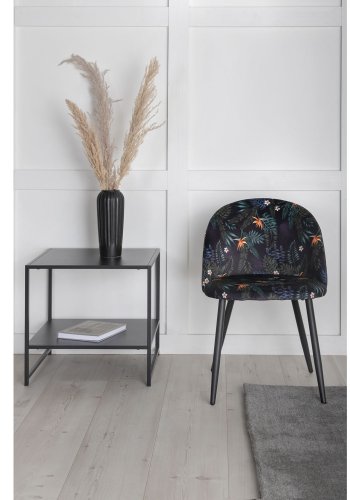 VENTURE DESIGN Velvet spisebordsstol - multifarvet blomster polyester og sort metal