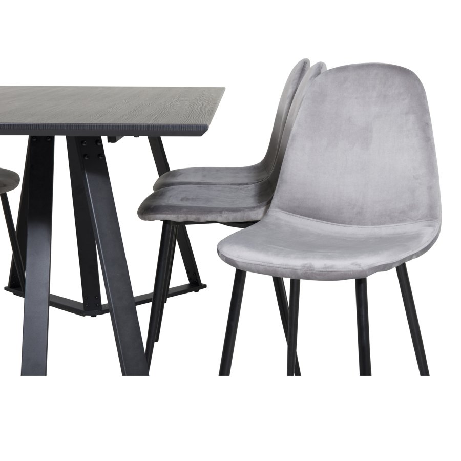 VENTURE DESIGN Polar spisebordsstol - gr velour og sort metal