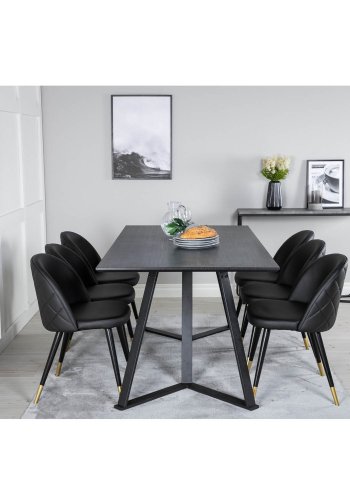 VENTURE DESIGN Marina spisebord - sort MDF og sort metal (180x90) 