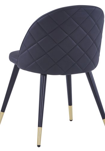 VENTURE DESIGN Velvet spisebordsstol, m. armln - sort PU og sort metal