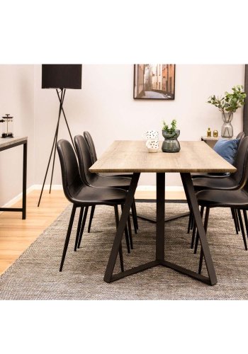 VENTURE DESIGN Marina spisebord - gr papir MDF og sort metal (180x90)