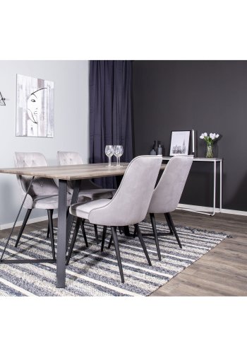 VENTURE DESIGN Marina spisebord - gr papir MDF og sort metal (180x90)