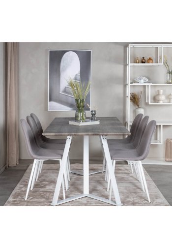 VENTURE DESIGN Marina spisebord - gr MDF og hvid metal (180x90) 