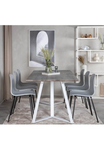 VENTURE DESIGN Marina spisebord - gr MDF og hvid metal (180x90) 