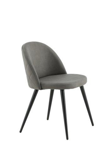 VENTURE DESIGN Velvet Stitches spisebordsstol - gr mikrofiber/polyesterhr og sort stl