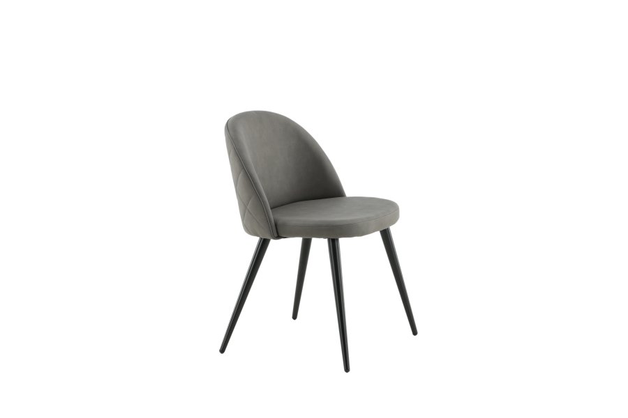 VENTURE DESIGN Velvet Stitches spisebordsstol - gr mikrofiber/polyesterhr og sort stl