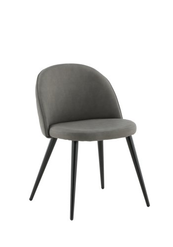 VENTURE DESIGN Velvet Stitches spisebordsstol - gr mikrofiber/polyesterhr og sort stl