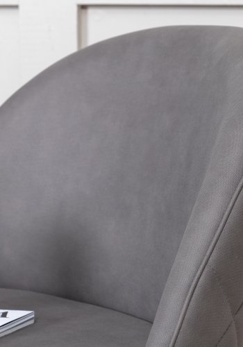 VENTURE DESIGN Velvet Stitches spisebordsstol - gr mikrofiber/polyesterhr og sort stl