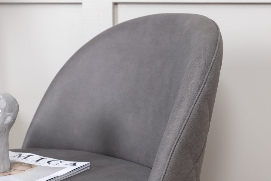 VENTURE DESIGN Velvet Stitches spisebordsstol - gr mikrofiber/polyesterhr og sort stl