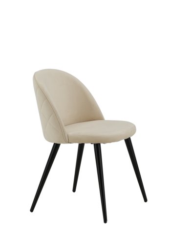 VENTURE DESIGN Velvet Stitches spisebordsstol - beige fljl/polyesterhr og sort stl