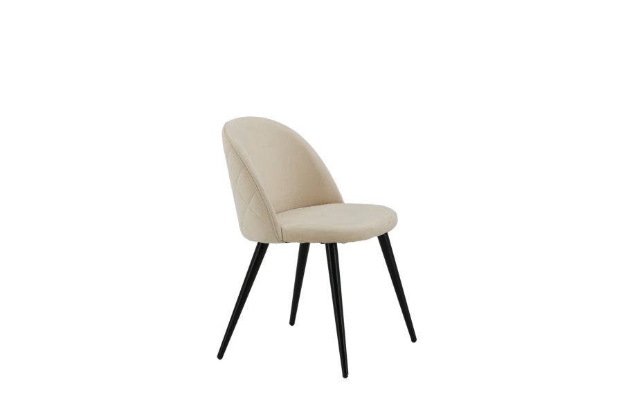 VENTURE DESIGN Velvet Stitches spisebordsstol - beige fljl/polyesterhr og sort stl