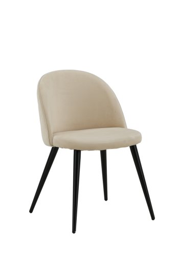 VENTURE DESIGN Velvet Stitches spisebordsstol - beige fljl/polyesterhr og sort stl