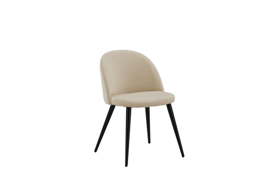 VENTURE DESIGN Velvet Stitches spisebordsstol - beige fljl/polyesterhr og sort stl
