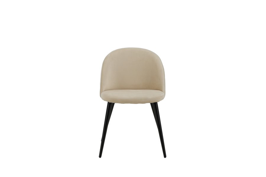 VENTURE DESIGN Velvet Stitches spisebordsstol - beige fljl/polyesterhr og sort stl