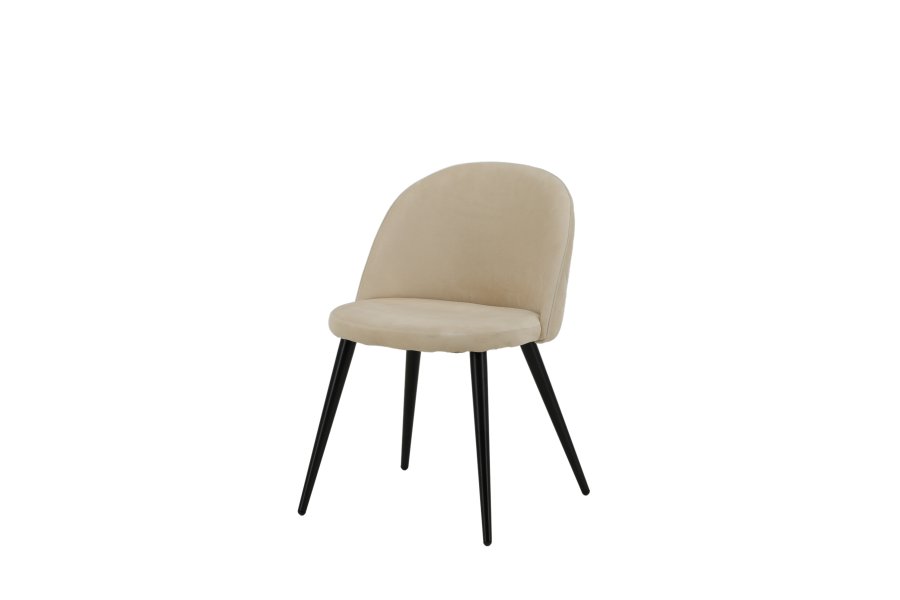 VENTURE DESIGN Velvet Stitches spisebordsstol - beige fljl/polyesterhr og sort stl