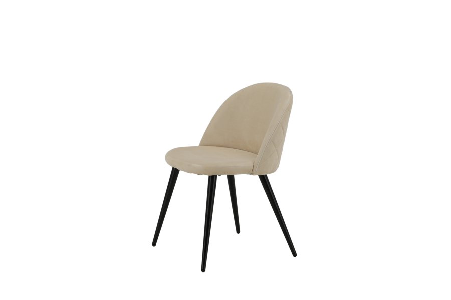 VENTURE DESIGN Velvet Stitches spisebordsstol - beige fljl/polyesterhr og sort stl