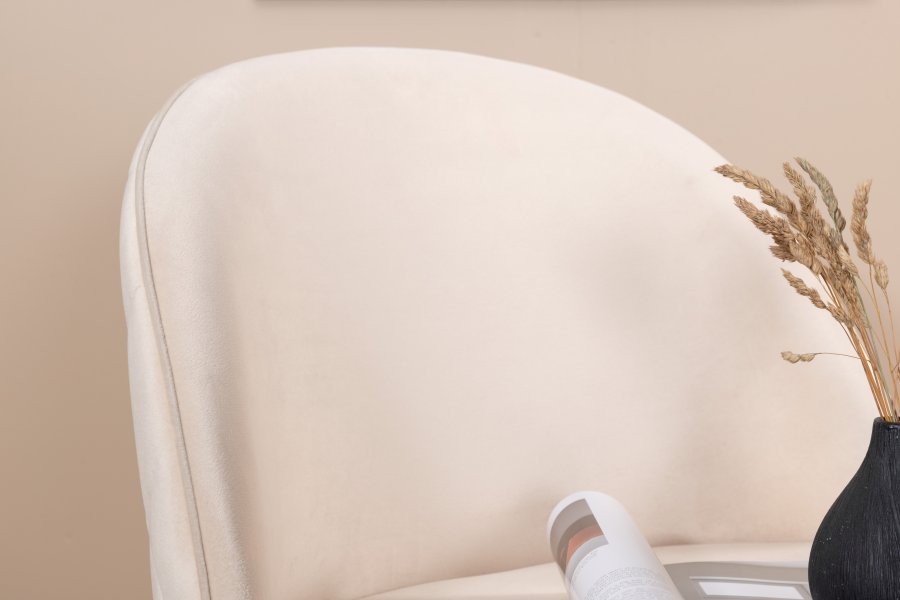 VENTURE DESIGN Velvet Stitches spisebordsstol - beige fljl/polyesterhr og sort stl