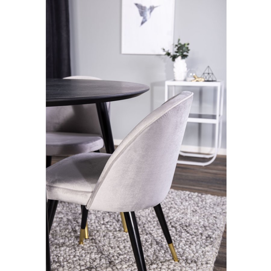 VENTURE DESIGN Velvet spisebordsstol, m. armln - gr velour og metal