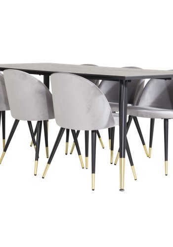 VENTURE DESIGN Velvet spisebordsstol, m. armln - gr velour og metal