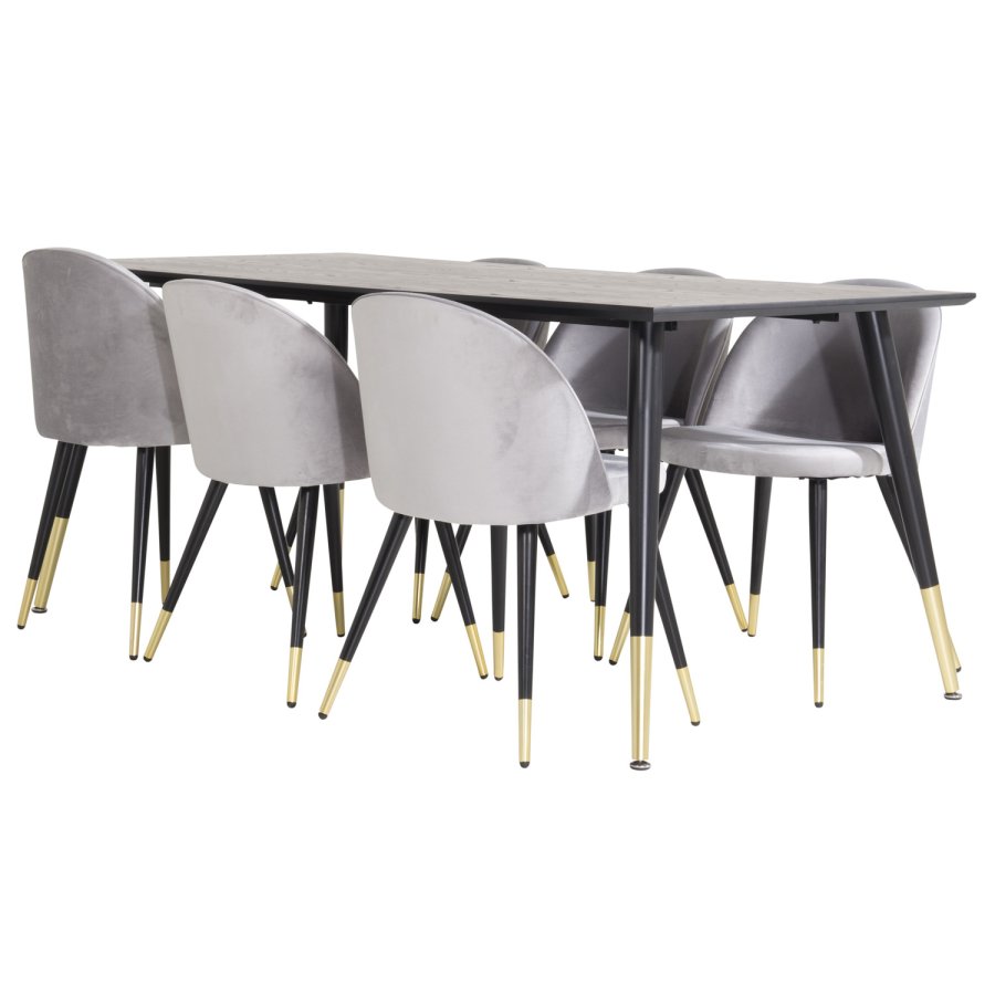 VENTURE DESIGN Velvet spisebordsstol, m. armln - gr velour og metal