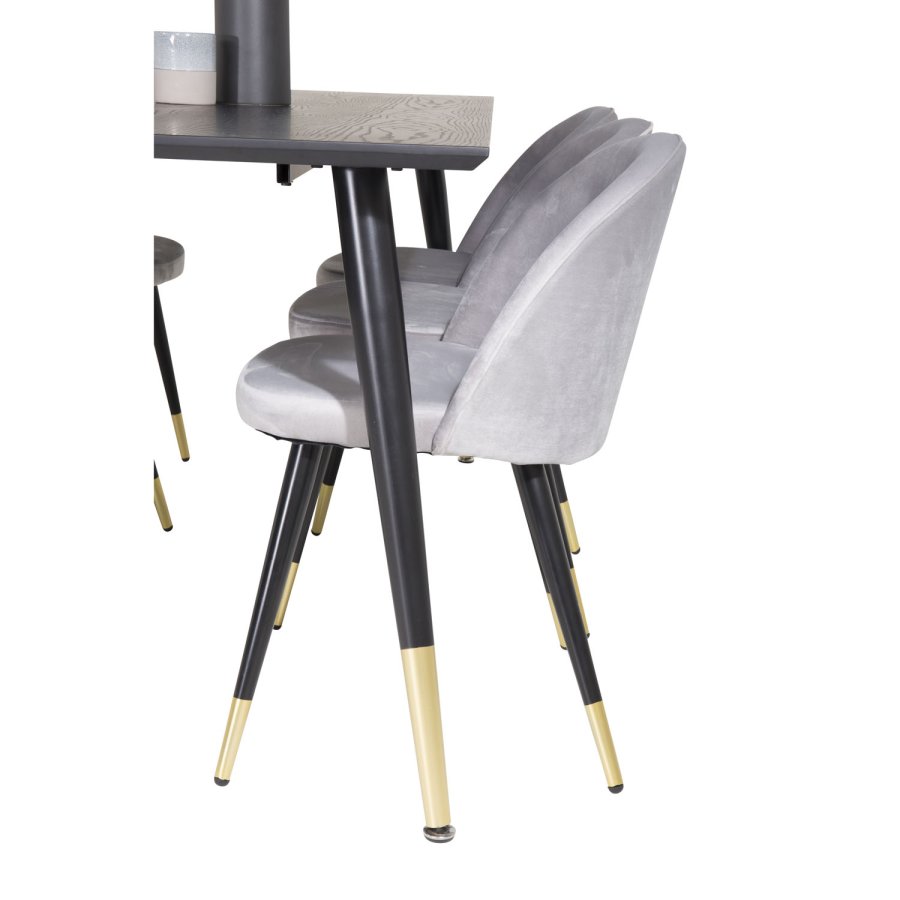VENTURE DESIGN Velvet spisebordsstol, m. armln - gr velour og metal