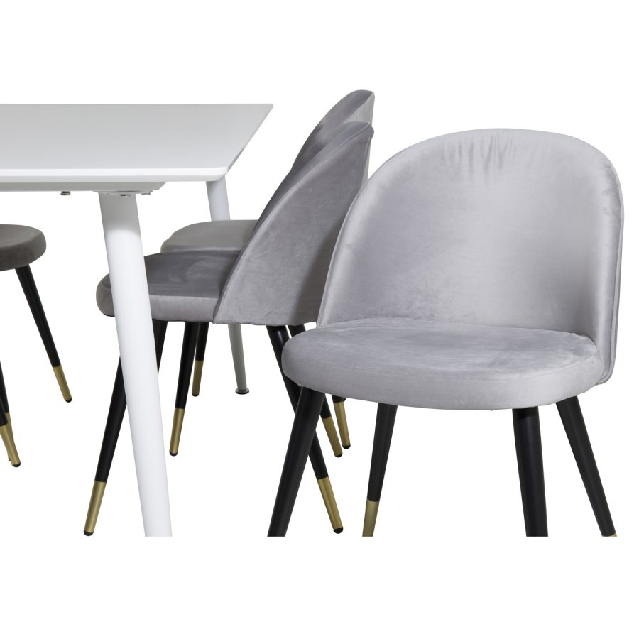 VENTURE DESIGN Velvet spisebordsstol, m. armln - gr velour og metal