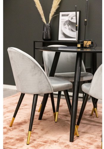 VENTURE DESIGN Velvet spisebordsstol, m. armln - gr velour og metal