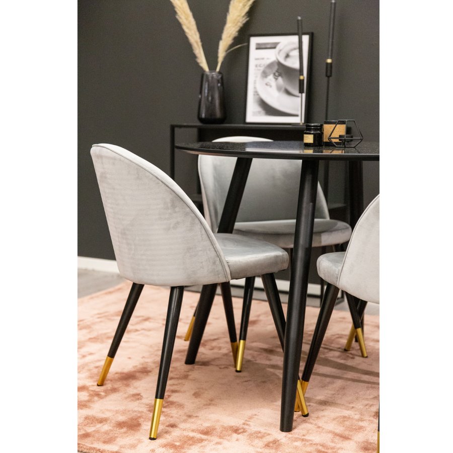 VENTURE DESIGN Velvet spisebordsstol, m. armln - gr velour og metal