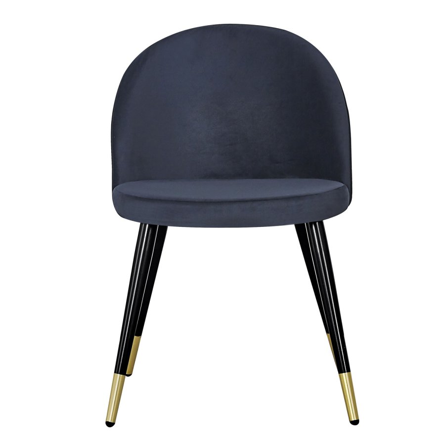VENTURE DESIGN Velvet spisebordsstol, m. armln - sort velour og sort metal