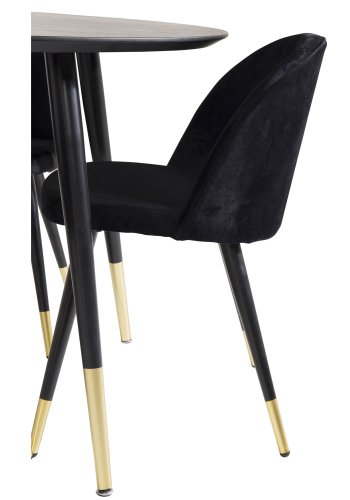 VENTURE DESIGN Velvet spisebordsstol, m. armln - sort velour og sort metal