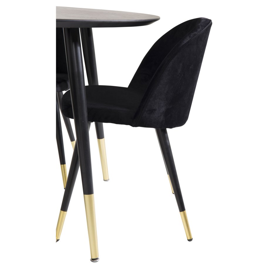 VENTURE DESIGN Velvet spisebordsstol, m. armln - sort velour og sort metal