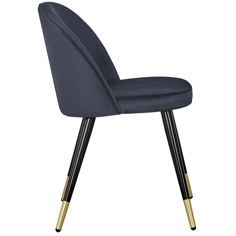 VENTURE DESIGN Velvet spisebordsstol, m. armln - sort velour og sort metal