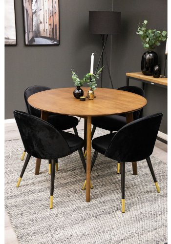 VENTURE DESIGN Velvet spisebordsstol, m. armln - sort velour og sort metal