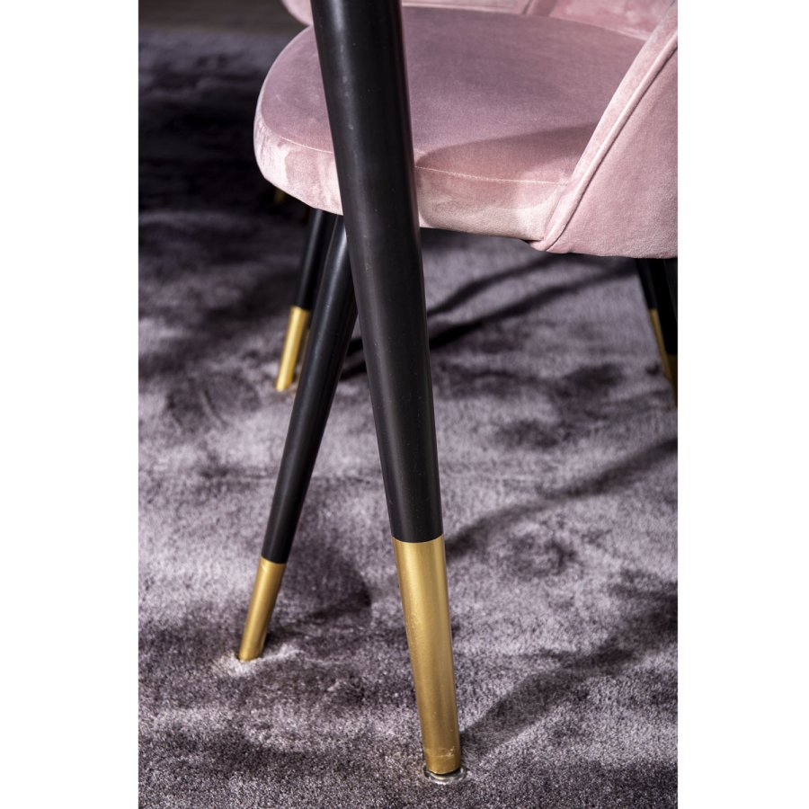 VENTURE DESIGN Velvet spisebordsstol, m. armln - gammelrosa velour og metal