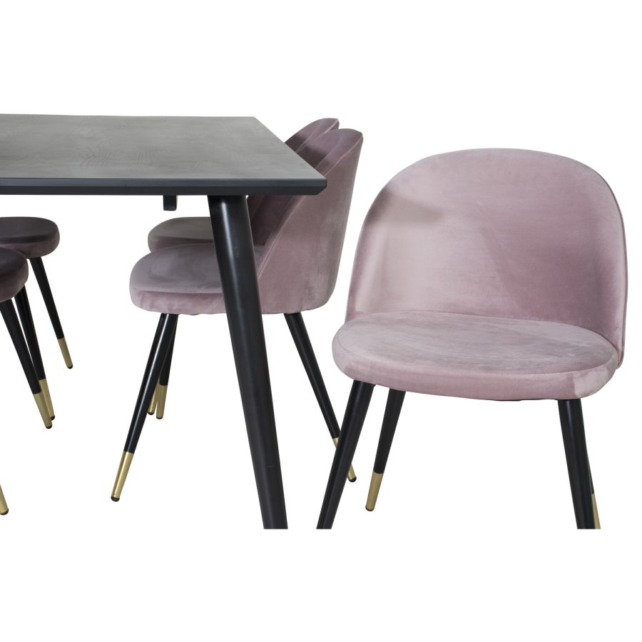 VENTURE DESIGN Velvet spisebordsstol, m. armln - gammelrosa velour og metal