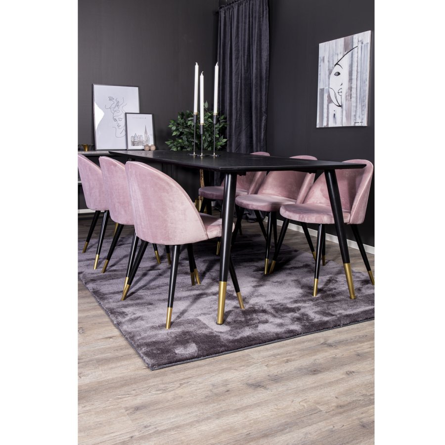 VENTURE DESIGN Velvet spisebordsstol, m. armln - gammelrosa velour og metal