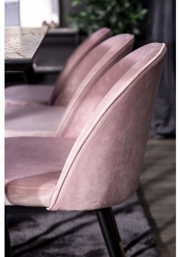 VENTURE DESIGN Velvet spisebordsstol, m. armln - gammelrosa velour og metal