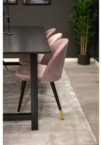 VENTURE DESIGN Velvet spisebordsstol, m. armln - gammelrosa velour og metal