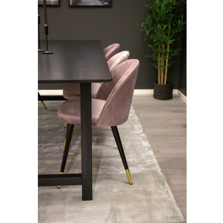 VENTURE DESIGN Velvet spisebordsstol, m. armln - gammelrosa velour og metal