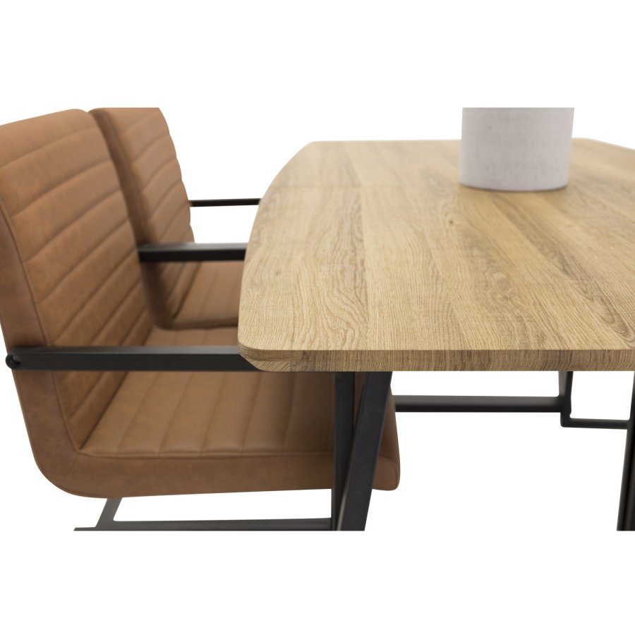 VENTURE DESIGN Art spisebordsstol, m. armln - brun PU og sort metal