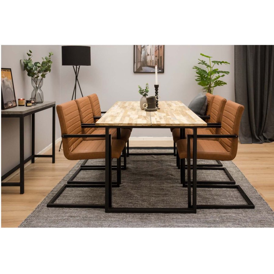 VENTURE DESIGN Art spisebordsstol, m. armln - brun PU og sort metal