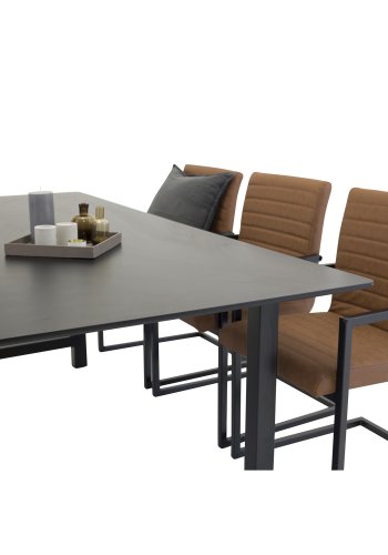 VENTURE DESIGN Art spisebordsstol, m. armln - brun PU og sort metal