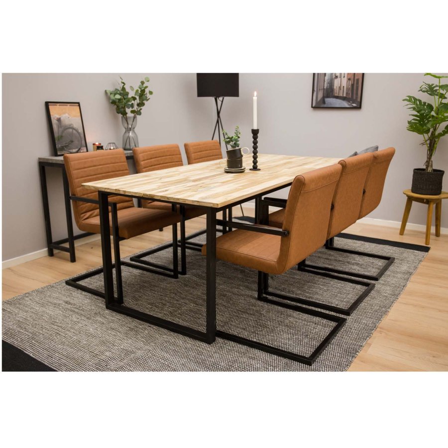 VENTURE DESIGN Art spisebordsstol, m. armln - brun PU og sort metal