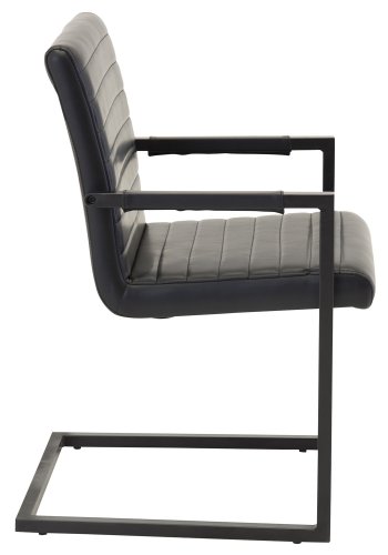 VENTURE DESIGN Art spisebordsstol, m. armln - sort PU og metal