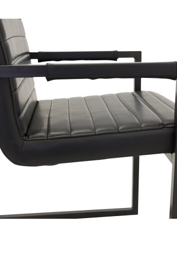 VENTURE DESIGN Art spisebordsstol, m. armln - sort PU og metal