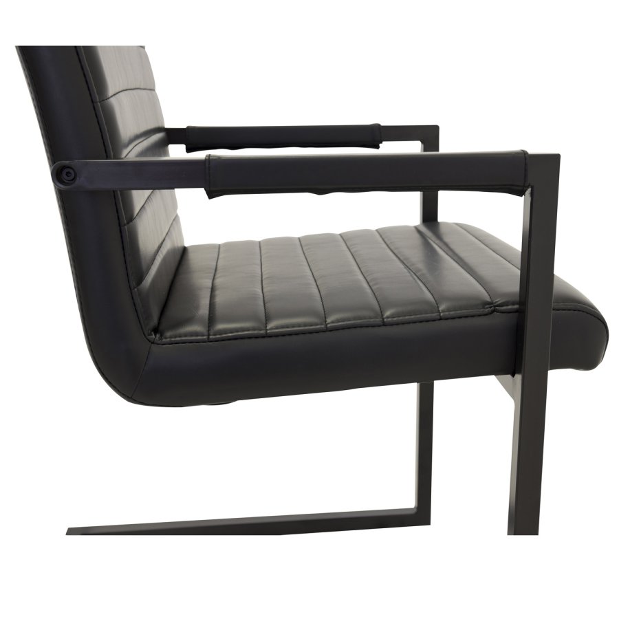 VENTURE DESIGN Art spisebordsstol, m. armln - sort PU og metal