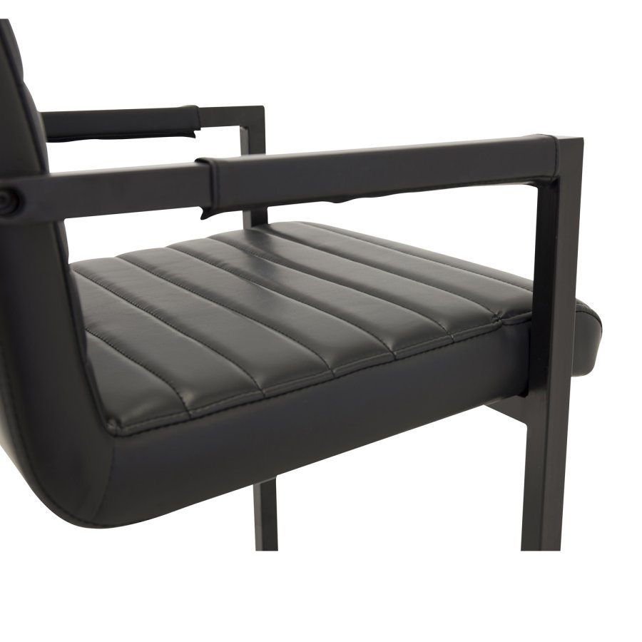 VENTURE DESIGN Art spisebordsstol, m. armln - sort PU og metal