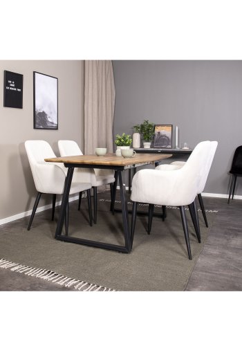 VENTURE DESIGN Inca spisebord, m. udtrk - papir MDF og sort metal (160x85)