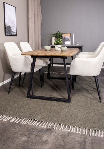 VENTURE DESIGN Inca spisebord, m. udtrk - papir MDF og sort metal (160x85)